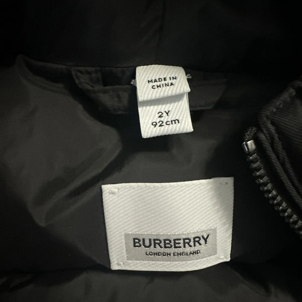 Burberry Toddler Size 2Y Teddy Bear‎ Ear Hooded Logo & Stars Puffer Jacket Black